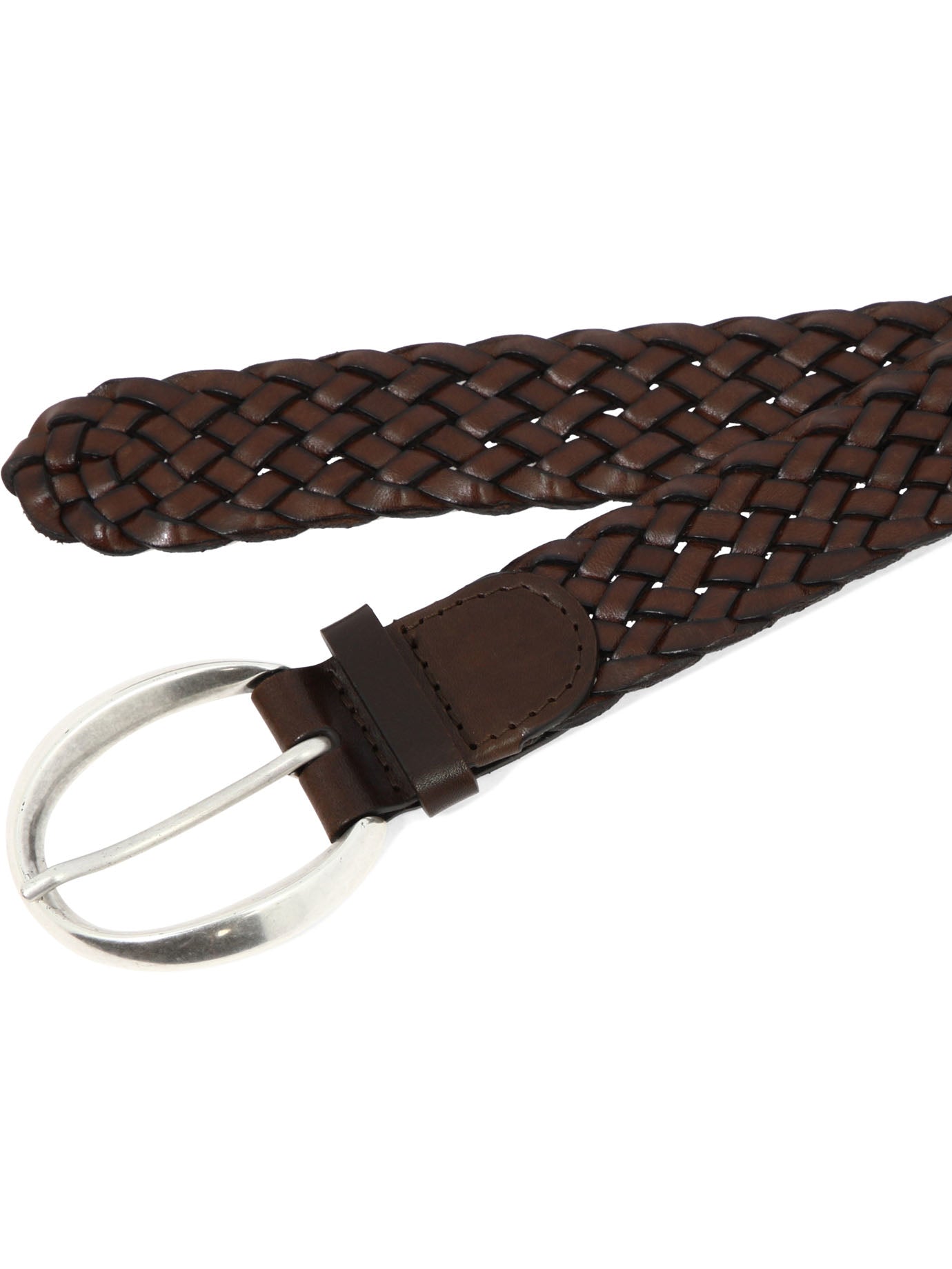 ORCIANI Masculine braided leather belt 2,5 cm. , color Brown