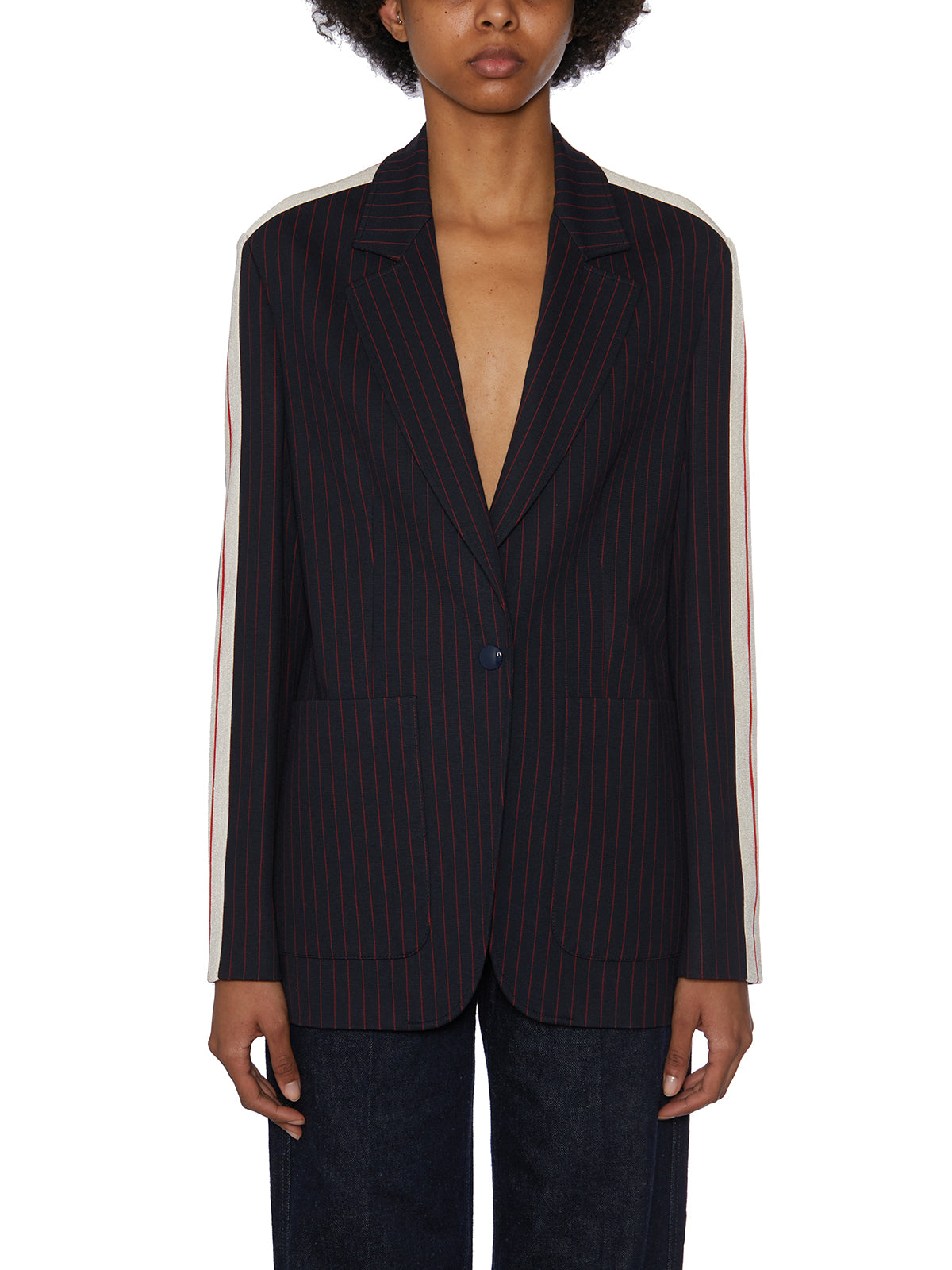 Navy PALM ANGELS SINGLE-BREASTED TRACK BLAZER