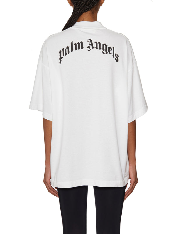 White PALM ANGELS T-SHIRT OVERSIZE IN COTONE