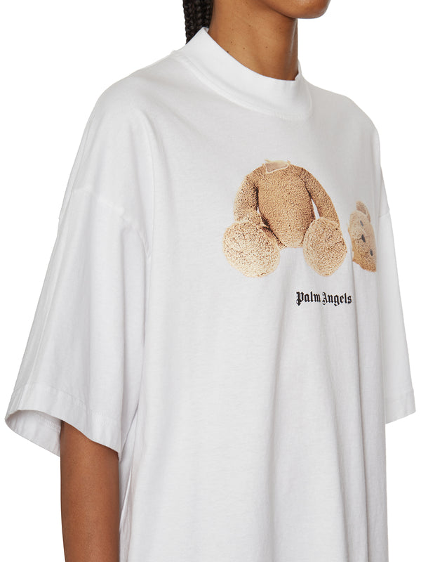 White PALM ANGELS T-SHIRT OVERSIZE IN COTONE
