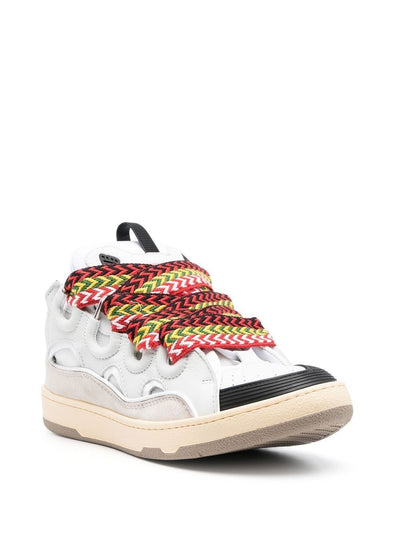 White Lanvin Curb Sneakers - Side Front