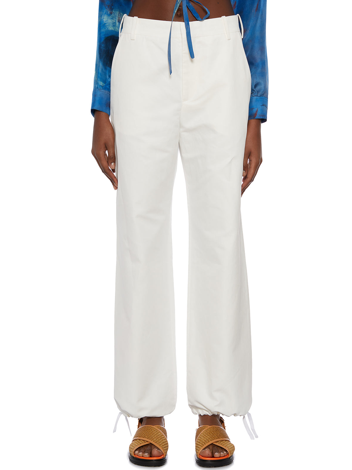 White MARNI COTTON AND LINEN CARGO PANTS