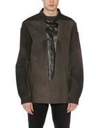 Black RICK OWENS GIUBBINO IN DENIM SPLINTERED OUTHERSHIRT