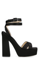 BLACK JIMMY CHOO GAIA SATIN SANDALS