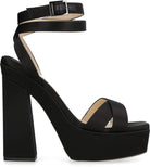 BLACK JIMMY CHOO GAIA SATIN SANDALS