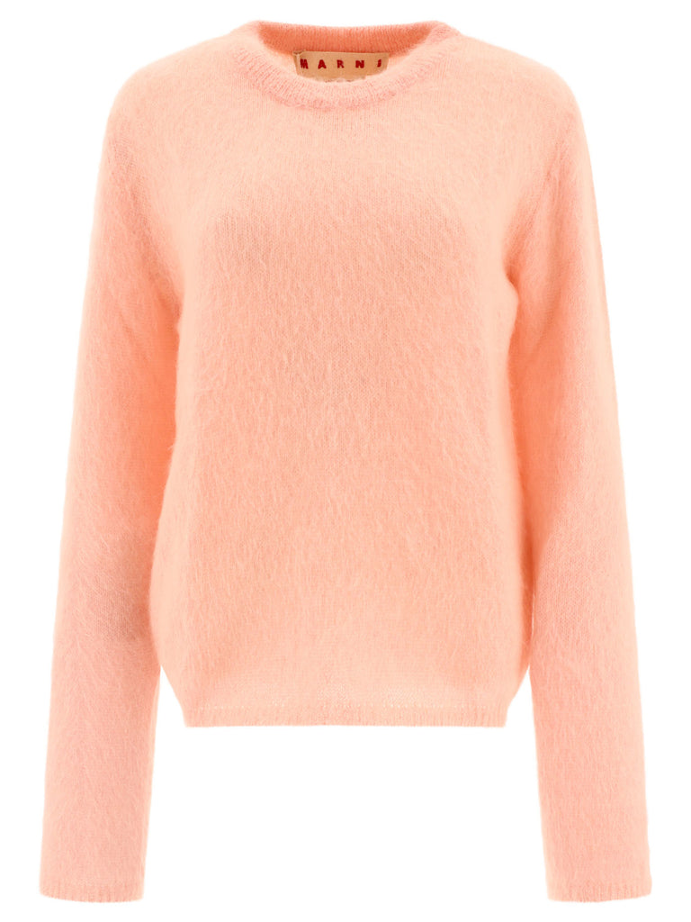 Size 12 Pale Peach Pink Fluffy Mohair Sweater With Big Collar 