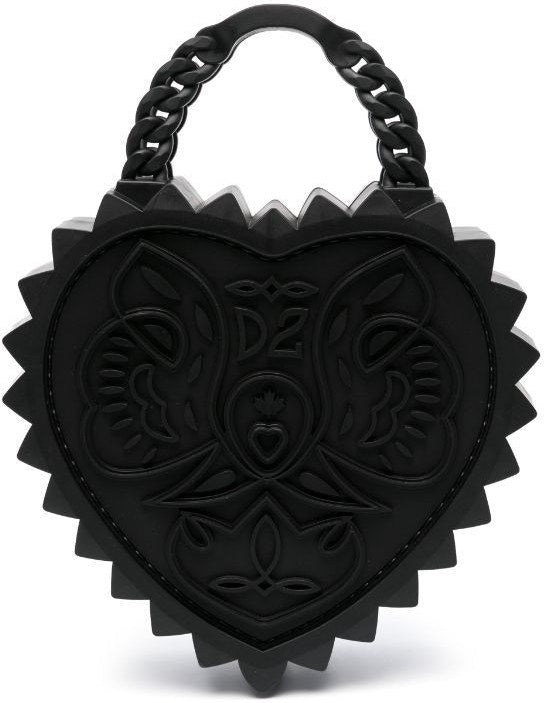 Black DSQUARED2 DSQUARED2 OPEN YOUR HEART TOTE BAG