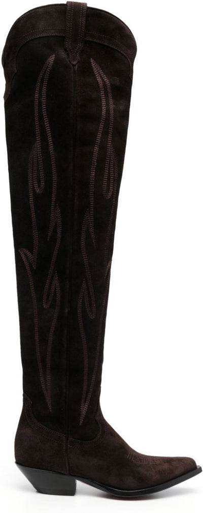 SUEDEBROWN SONORA EMBROIDERED SUEDE WESTERN BOOTS