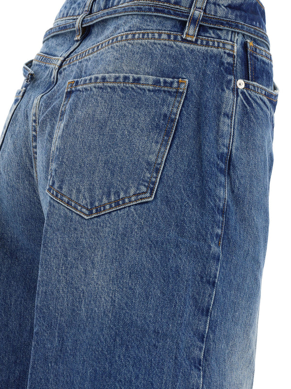 Blue FRAME "HIGH RISE BAGGY RAW AFTER" JEANS