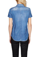 Blue DSQUARED2 DENIM SHIRT WITH ROUGES