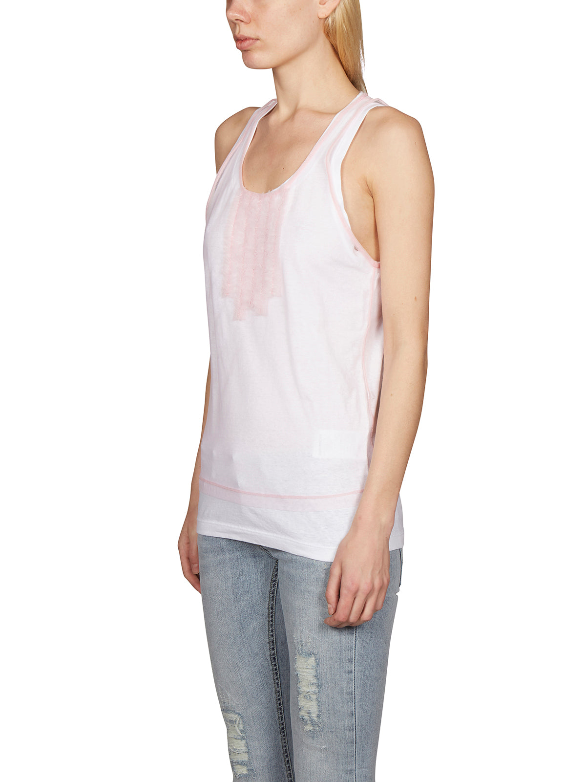 Pink DSQUARED2 TULLE DOUBLE TANK TOP