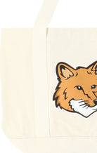 Beige MAISON KITSUNÉ "FOX HEAD" TOTE BAG