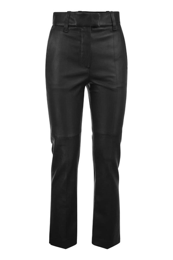 Nappa leather trousers with elasticated waistband - Black