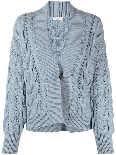 C9555 BRUNELLO CUCINELLI cable-knit long-sleeved cardigan