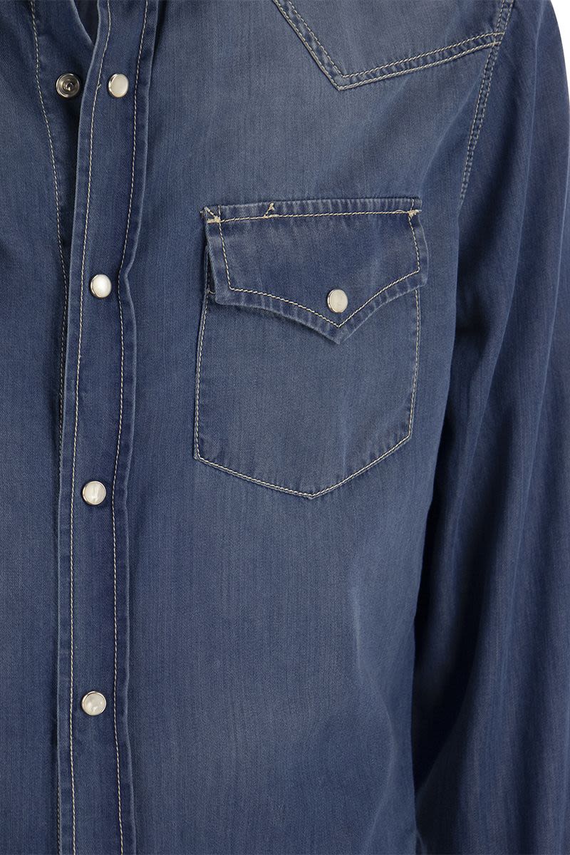 Brunello Cucinelli denim press-stud fastening shirt - Blue