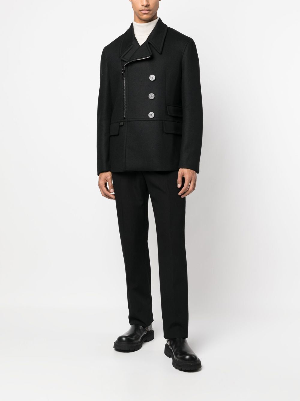 01 NEIL BARRETT SLIM ZIP-UP PEACOAT