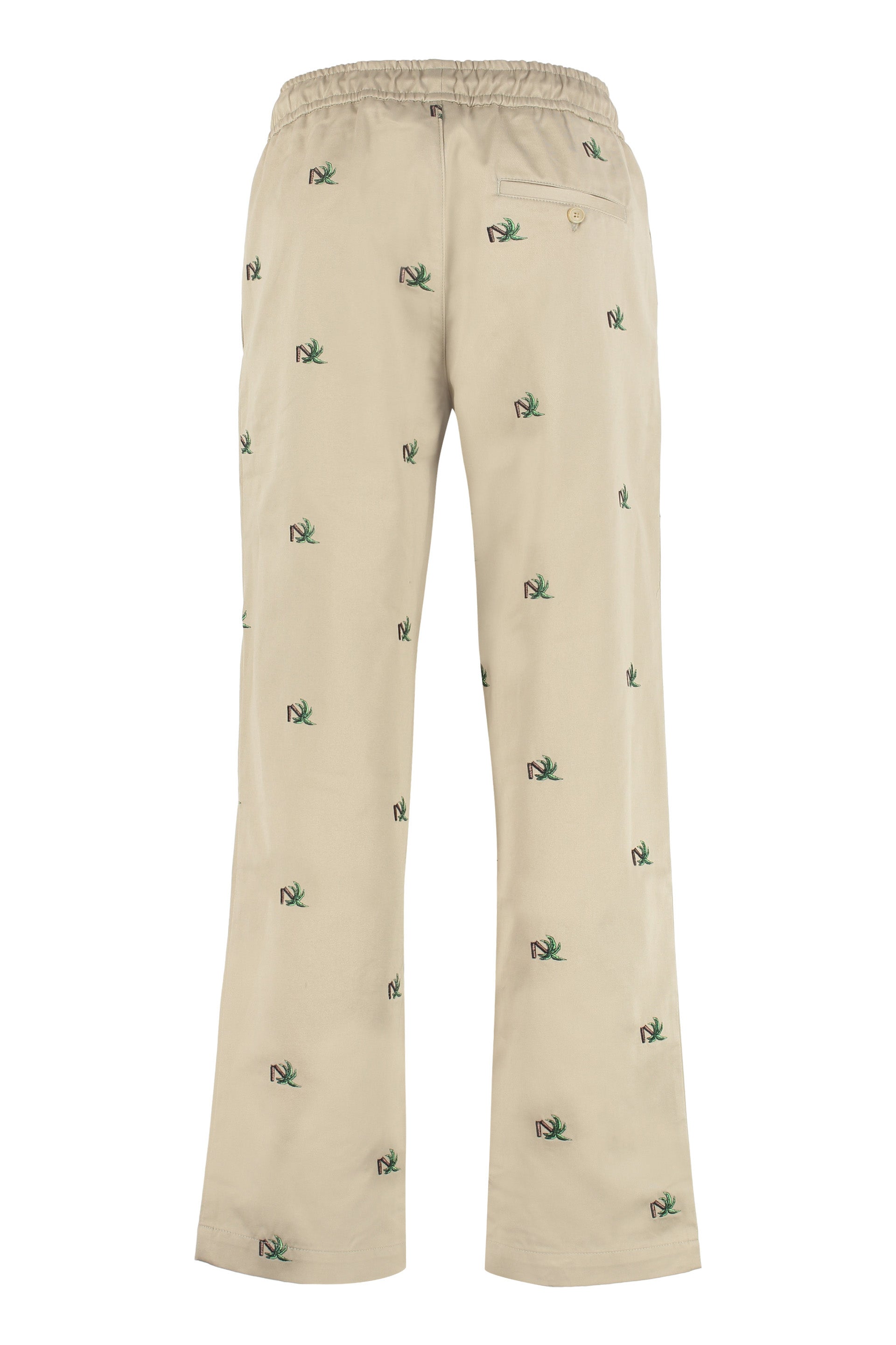 6155 PALM ANGELS EMBROIDERED COTTON TROUSERS