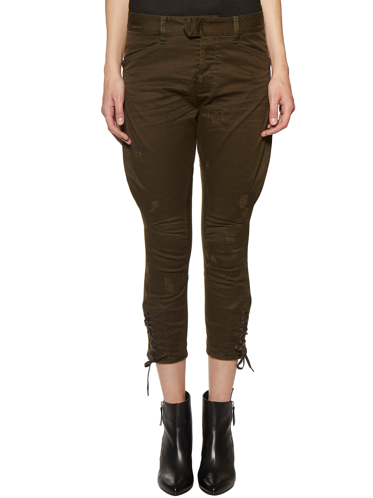 Green DSQUARED2 CARGO COTTON TROUSERS