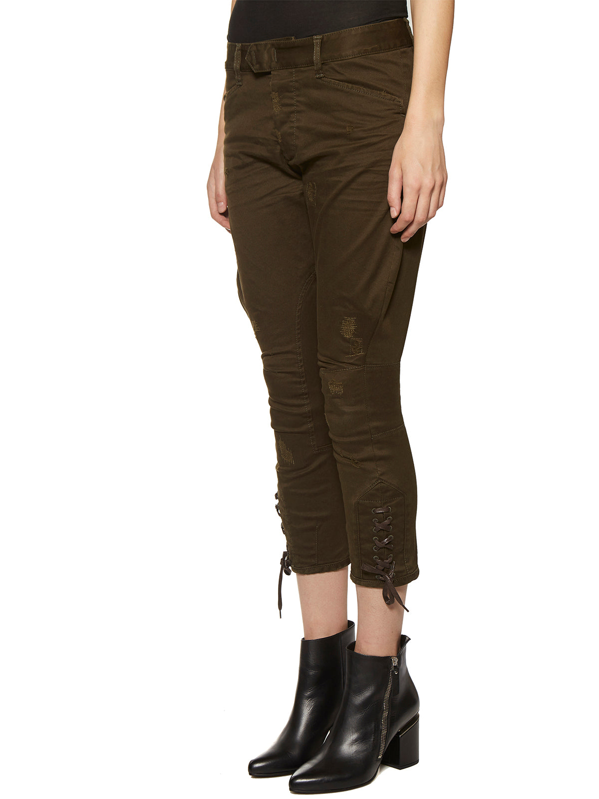 Green DSQUARED2 CARGO COTTON TROUSERS