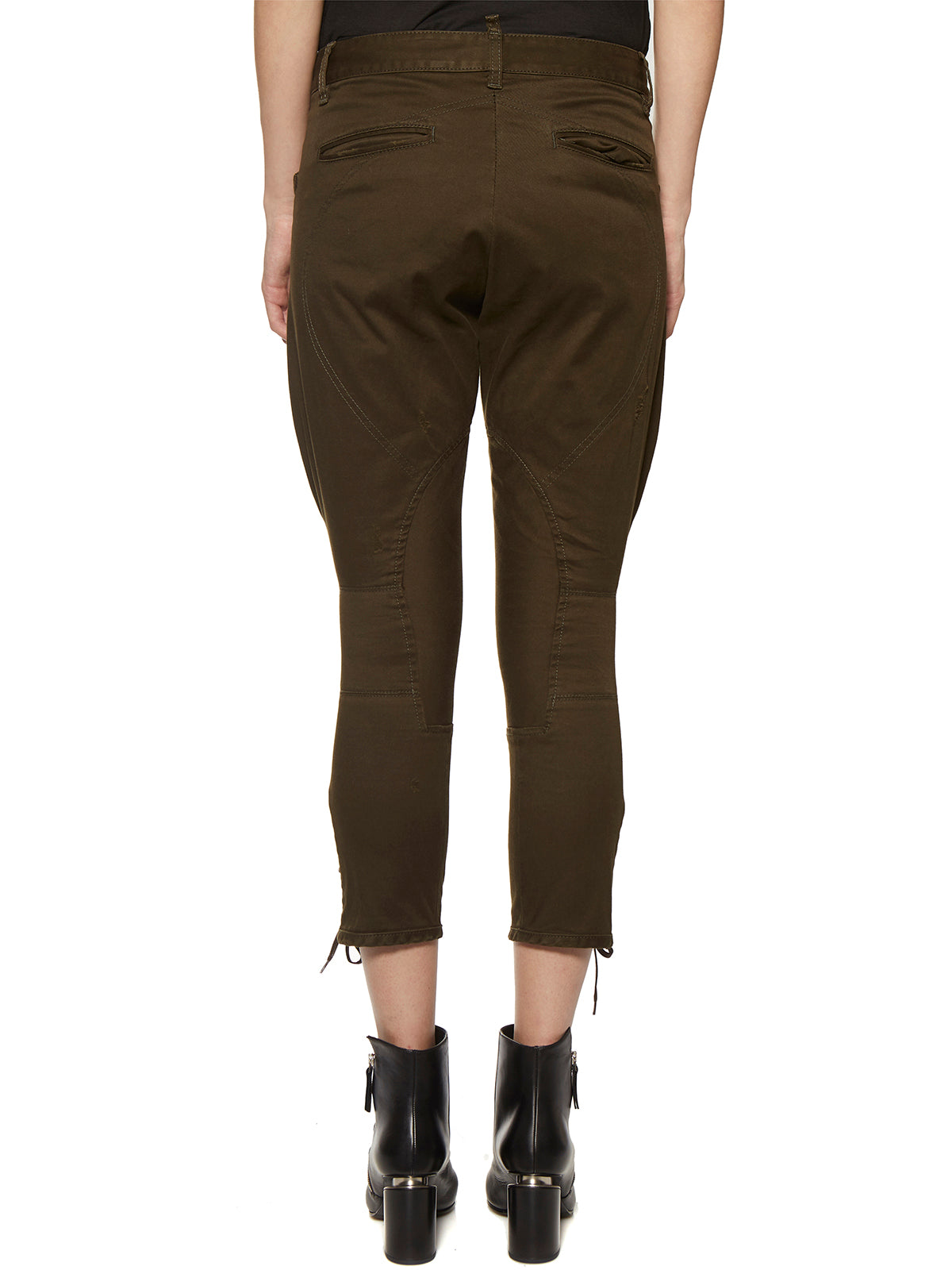 Green DSQUARED2 CARGO COTTON TROUSERS