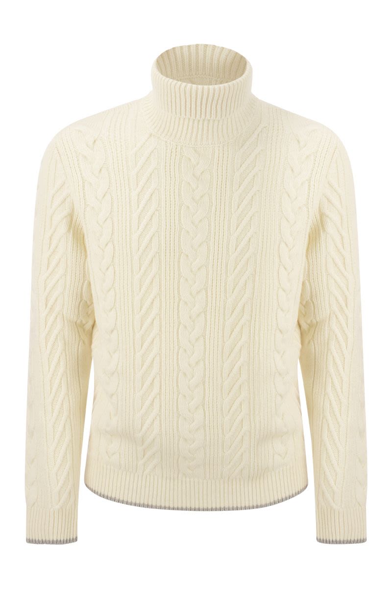 Mens cream cable knit turtleneck sweater best sale