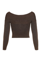 BROWN SELF-PORTRAIT KNITTED LUREX TOP