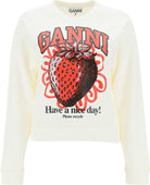 115 GANNI  CREW-NECK SWEATSHIRT WITH GRAPHIC PRINT