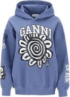 758 GANNI  HOODIE WITH GRAPHIC PRINTS