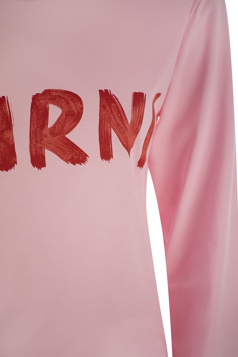 LOC18 MARNI LONG-SLEEVED COTTON T-SHIRT WITH MARNI LETTERING