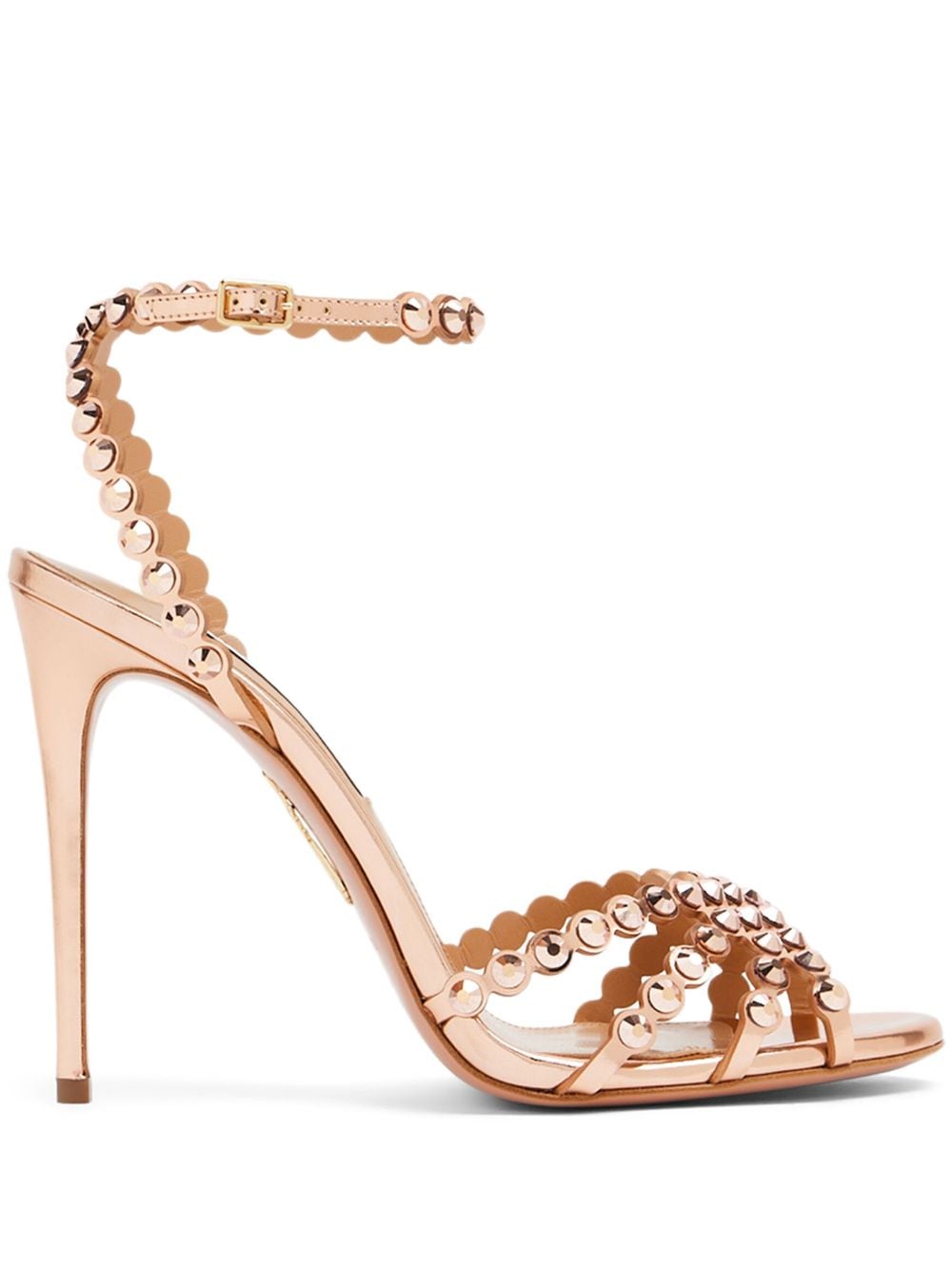 ROSE GOLD AQUAZZURA TEQUILA SANDAL 105 TQLHIGS0SPE LOZURI