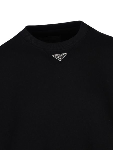 Prada triangle-logo cotton hoodie - White