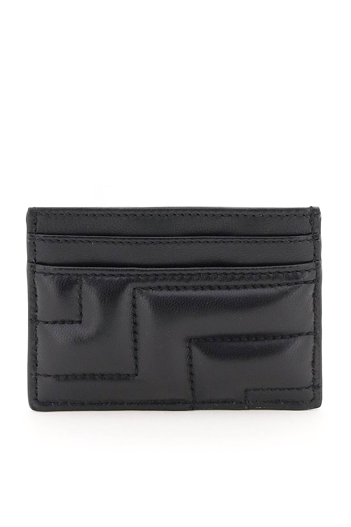 Quilted Nappa Leather Card Holder for Men - Black Color | LOZURI