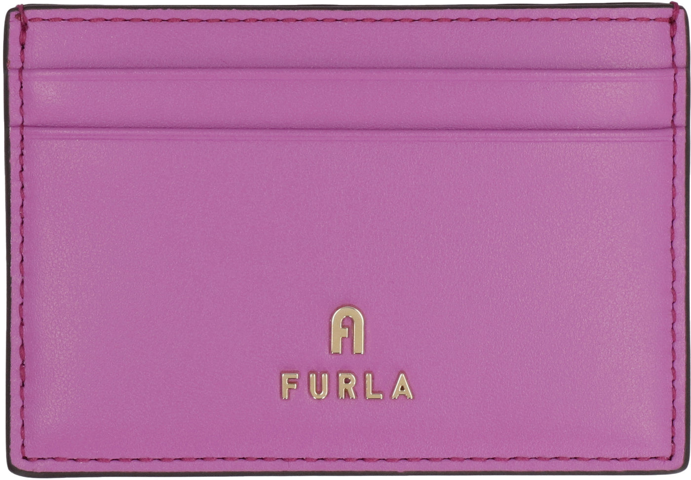 purple FURLA FURLA CAMELIA LEATHER CARD HOLDER