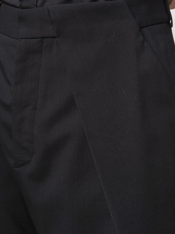 Black BALMAIN SIDE FOLDED COTTON PANTS