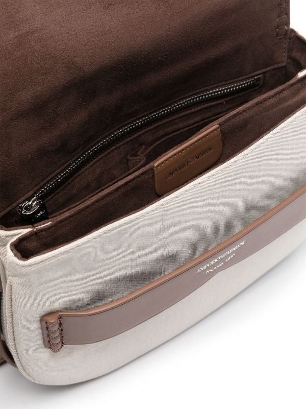 Emporio Armani medium debossed-logo shoulder bag - Neutrals