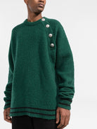 7PA BALMAIN BUTTONED CASHMERE CREWNECK