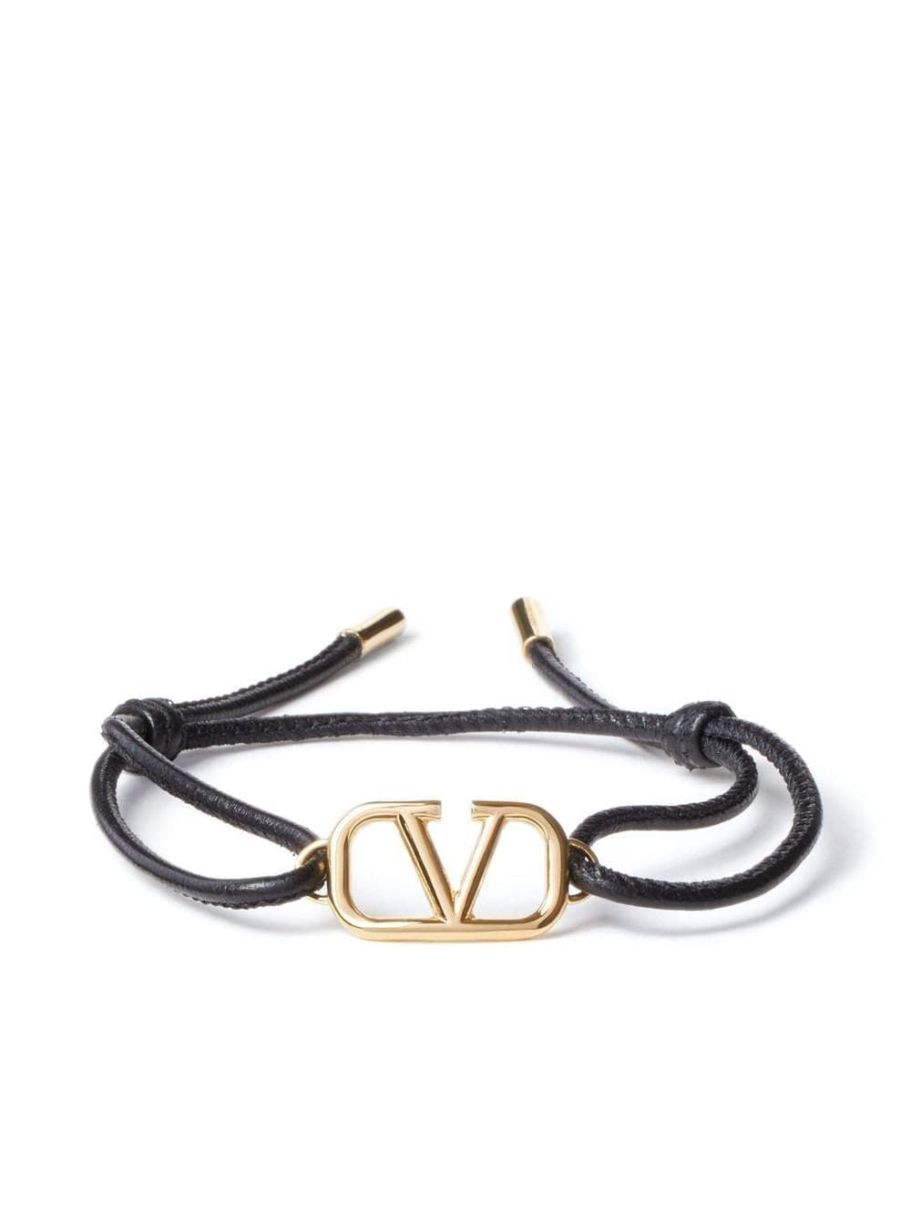 Vlogo Signature Leather Bracelet for Man in Black | Valentino PH