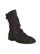 Black GUIDI BRAIDED LEATHER BOOT